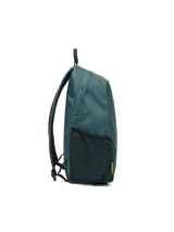 Mochila urbana de diseño clásico en color verde azulado, con compartimento principal y bolsillo acolchado para portátil. Cuenta con correas ajustables de malla, dos bolsillos laterales de red y detalles reflectantes en el frente.
