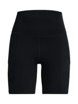 Short ciclista Under Armour Meridian Bike Short de color negro, confeccionado en tejido de punto elástico y transpirable con cintura alta y bolsillos laterales.