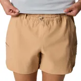 Short Columbia Weekend Rays Water Omni-Shield de color beige, con cintura elástica ajustable con cordón, bolsillos laterales y bolsillos cargo utilitarios.