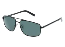 Lentes de sol INVU con montura metálica negra, forma cuadrada y lentes polarizadas grises.