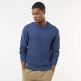 Sweater de punto fino con cuello redondo, diseño liso y mangas largas con puños acanalados.