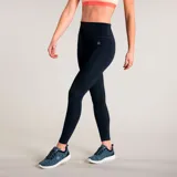 Calza deportiva de tiro alto con largo hasta el tobillo, confeccionada en tejido elástico de color azul profundo, con ajuste regular y diseño sin bolsillos.