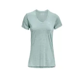 Remera deportiva Under Armour Tech Twist V-Neck color celeste jaspeado, de corte holgado, manga corta y cuello en V.