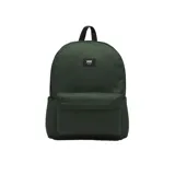 Mochila Vans modelo Old Skool H2O de color verde oscuro, con un compartimento principal amplio, un bolsillo frontal con cierre y el parche con el logotipo de la marca en la parte delantera.