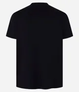 Remera de algodón pima Marfinno de color negro, con cuello redondo, manga corta y diseño liso de corte comfort.