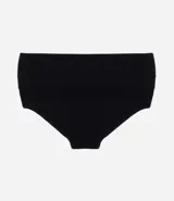 Bombacha alta de microfibra color crudo, con textura acanalada y trenzada, sin costuras y con laterales anchos.