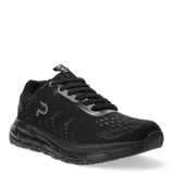 Championes deportivos Push de color negro, confeccionados en tejido de malla transpirable con detalles en gris. Presentan cierre mediante cordones, suela con amortiguación y logo de la marca en el lateral y la lengüeta.