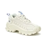 Championes Caterpillar modelo Intruder Lite, color blanco con detalles en celeste, con suela chunky de goma gruesa y plataforma.