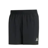 Short deportivo Adidas de running, color negro, con cintura elástica y logo de la marca estampado en color blanco en la parte inferior.