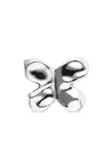 Anillo de aleación de metales con baño de plata de ley, con diseño de mariposa de estilo orgánico y superficie pulida.