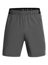 Short deportivo Under Armour de la línea Vanish, color gris, con diseño ultraligero y transpirable. Cuenta con paneles de malla para ventilación estratégica, bolsillos laterales abiertos y cintura elástica.