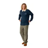 Buzo de algodón con cierre frontal de un cuarto, cuello tipo polo en color crema contrastante y bordado pequeño en el pecho. Presenta mangas largas con puños y un corte regular.