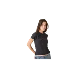 Remera negra Eme Studios, de manga corta y cuello redondo, con estampa frontal de estilo universitario deslavada.