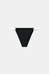 Braguita de bikini de tiro medio con diseño de cortinilla y tiras elásticas en contraste.