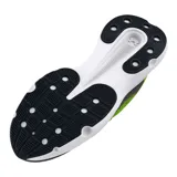 Championes de running Under Armour modelo Infinite, con tecnología de amortiguación HOVR. Presentan un diseño en degradado de color verde neón y gris oscuro, con suela blanca y logo de la marca en el lateral.