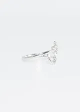 Anillo ajustable de plata 925 con dije de avión con incrustaciones de zirconia y dije de luna.