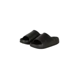 Chancletas Nike Calm Slide color negro, de diseño minimalista y una sola pieza con suela contorneada y el logo swoosh grabado en el lateral.