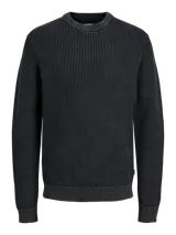 Sweater de punto plano con cuello redondo, mangas largas con diseño ranglan y puños acanalados. Presenta un calce relajado y confortable.