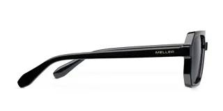 Lentes de sol con montura estilo aviador contemporáneo, de color negro con doble puente estructural y lentes polarizadas oscuras.