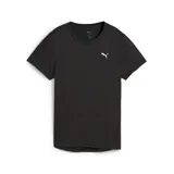 Remera deportiva Puma de manga corta, color negro, con cuello redondo y logo de la marca estampado en blanco en el pecho.