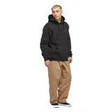 Canguro Adidas negro con cierre frontal, capucha con cordones ajustables, bolsillos tipo canguro y logo Adidas Shmoo bordado en el pecho.