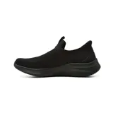 Championes deportivos Skechers modelo Slip-Ins Ultra Flex 4.0 Pure Dream, color negro, de diseño sin cordones con parte superior de knit técnico elástico y suela flexible.