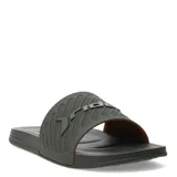 Sandalias tipo slide para hombre, color verde oliva con detalle de logo en relieve sobre la banda superior y suela ergonómica.