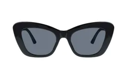 Lentes de sol negros con forma de ojo de gato y lentes grises.