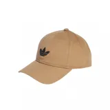 Gorra de béisbol Adidas color beige con logo del trifolio bordado en negro.