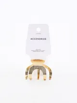 Pinza para el pelo dorada con diseño geométrico.