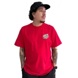 Remera de manga corta color rojo, con cuello redondo y un pequeño logo de Santa Cruz con el diseño 'Slime Scream' estampado en el pecho.