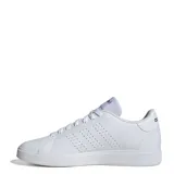 Championes Adidas Advantage Base 2.0 de estilo urbano, color blanco, con exterior de cuero sintético perforado y suela de goma resistente.