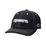 Gorra negra de Rip Curl con logo de la marca bordado en el frente y detalle de costuras blancas.