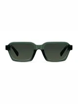 Lentes de sol unisex con armazón rectangular de policarbonato en color verde oliva traslúcido. Presentan lentes polarizados en tono verde oscuro con protección UV 400 categoría 3.