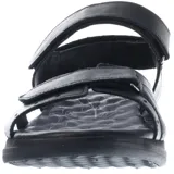 Sandalias de mujer Freeway color marrón cuero, con tiras ajustables mediante velcro en empeine y tobillo. Presentan una suela gruesa y ergonómica de color gris claro.