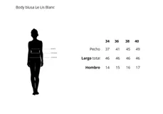 Body color crudo con cuello solapa, escote en V, manga larga con botones en los puños y detalles fruncidos.