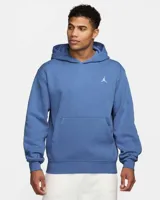 Buzo hoodie azul con logo de Jordan bordado en blanco en el pecho y bolsillo tipo canguro.