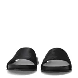 Sandalias planas marca Bottero con banda ancha de cuero con textura de pelo animal print de leopardo y base negra.