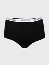 Bombacha de talle alto Calvin Klein Carousel, color negro, confeccionada en algodón elástico con cintura elástica distintiva con logo de la marca.