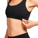 Top deportivo negro de sujeción ligera con cuello en U y tirantes anchos.