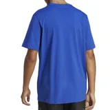 Remera azul de algodón Adidas Essentials Single Jersey, de corte clásico y cuello redondo, con logo blanco estampado en el pecho.