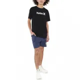 Remera negra de manga corta con logo de Hurley estampado en blanco en el pecho.