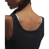 Musculosa negra de Under Armour, modelo Meridian Core Tank, confeccionada en tejido ligero de secado rápido.