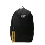 Mochila urbana Caterpillar modelo Gobi Light, color negro, con compartimento principal con cierre, bolsillo frontal con cierre y etiqueta colgante amarilla con el logo de la marca.