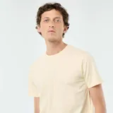 Camiseta de manga corta con cuello redondo en color amarillo claro, de diseño clásico y ajuste estándar.