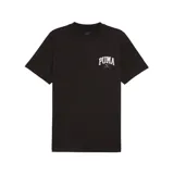 Remera negra de algodón con logo Puma Squad estampado en el pecho.