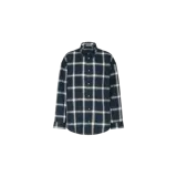 Camisa de manga larga Acne Studios modelo Comfort Fit, color azul marino con diseño a cuadros blancos. Cuenta con cierre frontal de botones y cuello camisero clásico.