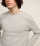 Remera de manga larga con cuello redondo y textura, de corte regular. Confeccionada en una mezcla de algodón, poliéster y viscosa.