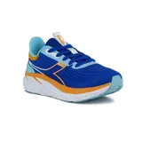 Championes de running Diadora Proton, color azul con detalles en naranja y blanco.