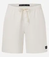 Bermuda de sarga color verde claro, con cintura elástica y cordón ajustable. Presenta bolsillos laterales y un pequeño parche con logo en la parte inferior.